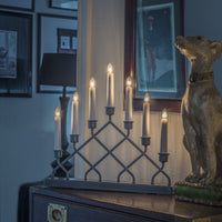 Grey Lattice Arch Candlestick Bridge with 7 LED Lights