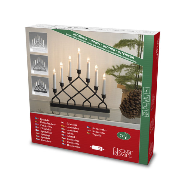Grey Lattice Arch Candlestick Bridge with 7 LED Lights