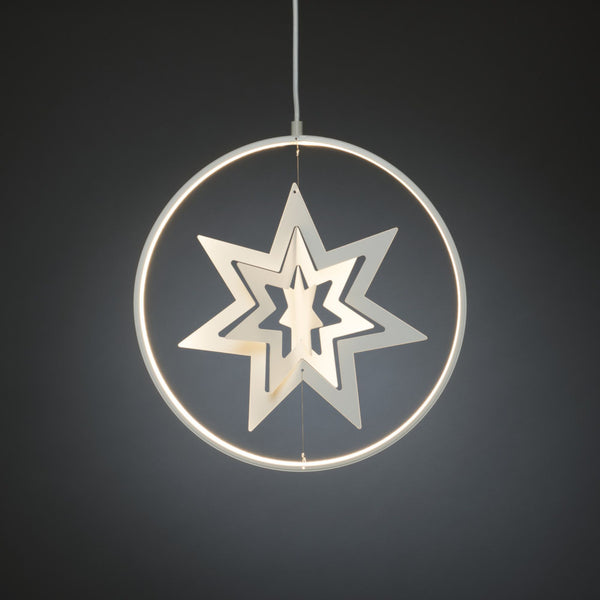 White Hanging Metal Cut Out Stars with 132 Warm White LEDs
