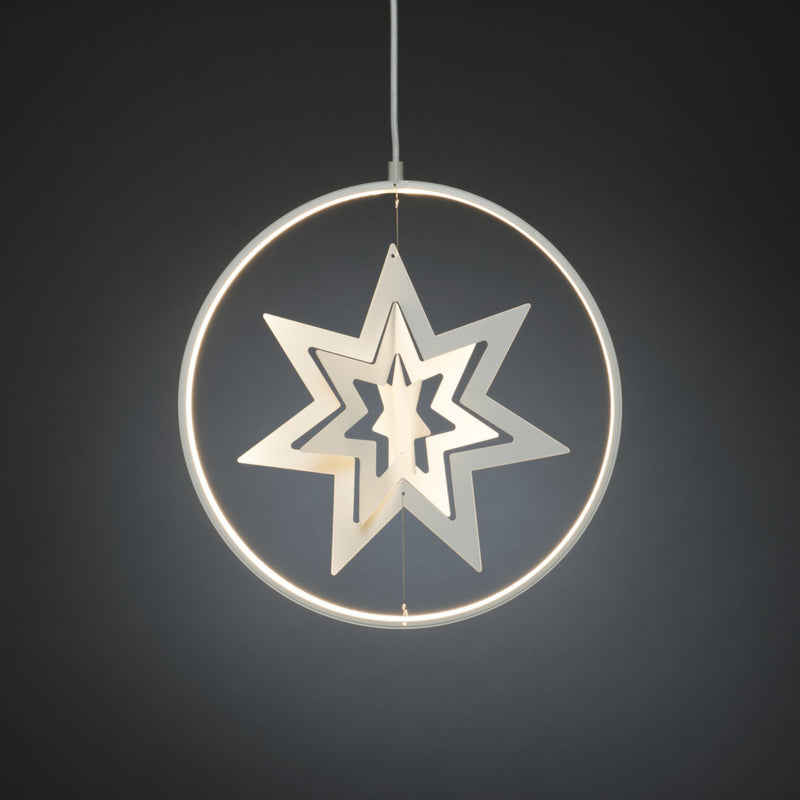 White Hanging Metal Cut Out Stars with 132 Warm White LEDs
