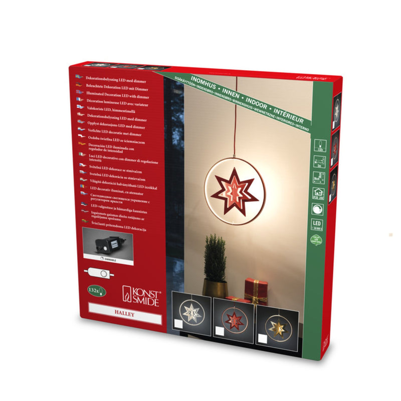 Red Hanging Metal Cut Out Stars with 132 Warm White LEDs