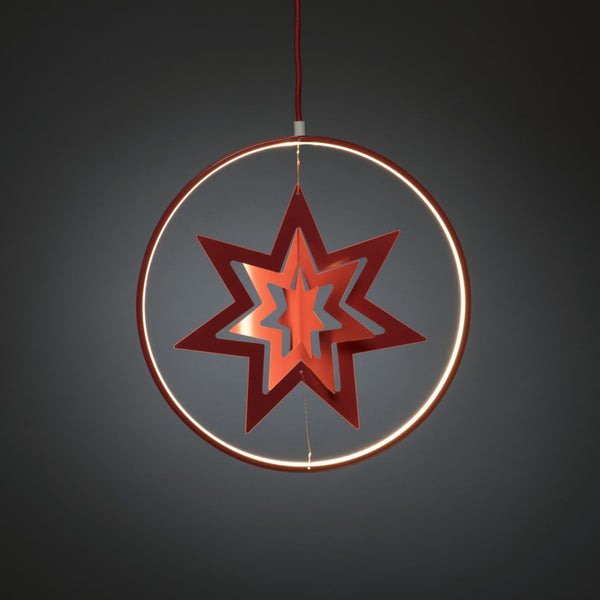 Red Hanging Metal Cut Out Stars with 132 Warm White LEDs
