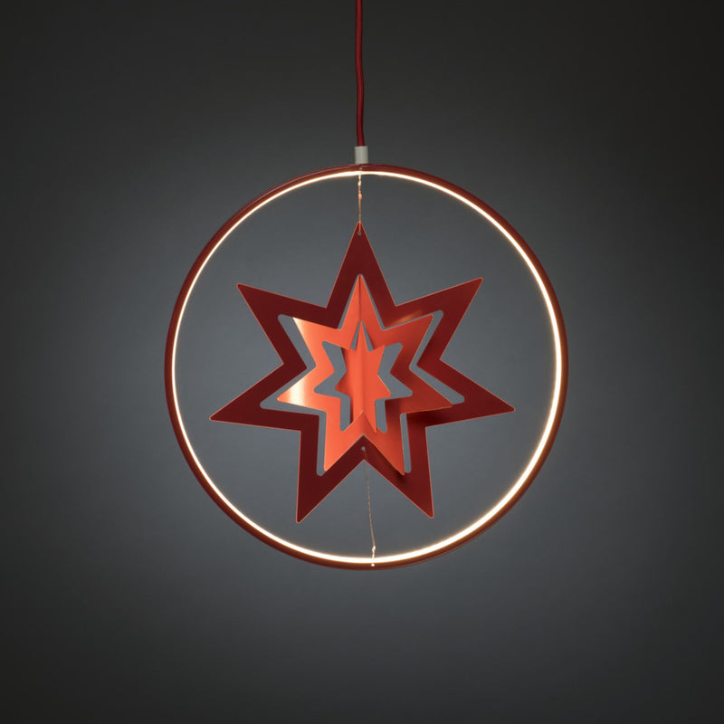 Red Hanging Metal Cut Out Stars with 132 Warm White LEDs