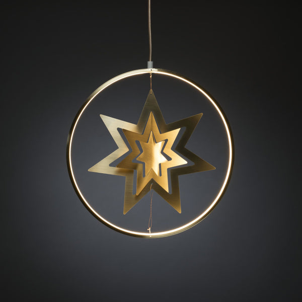 Gold Hanging Metal Cut Out Stars with 132 Warm White LEDs