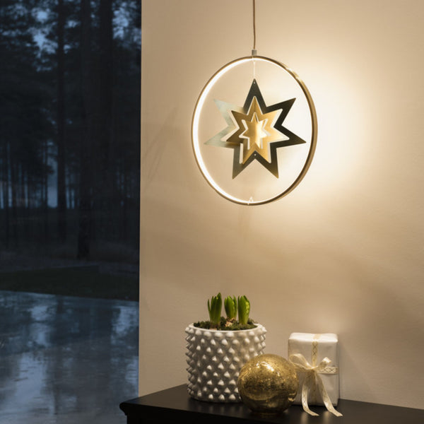 Gold Hanging Metal Cut Out Stars with 132 Warm White LEDs