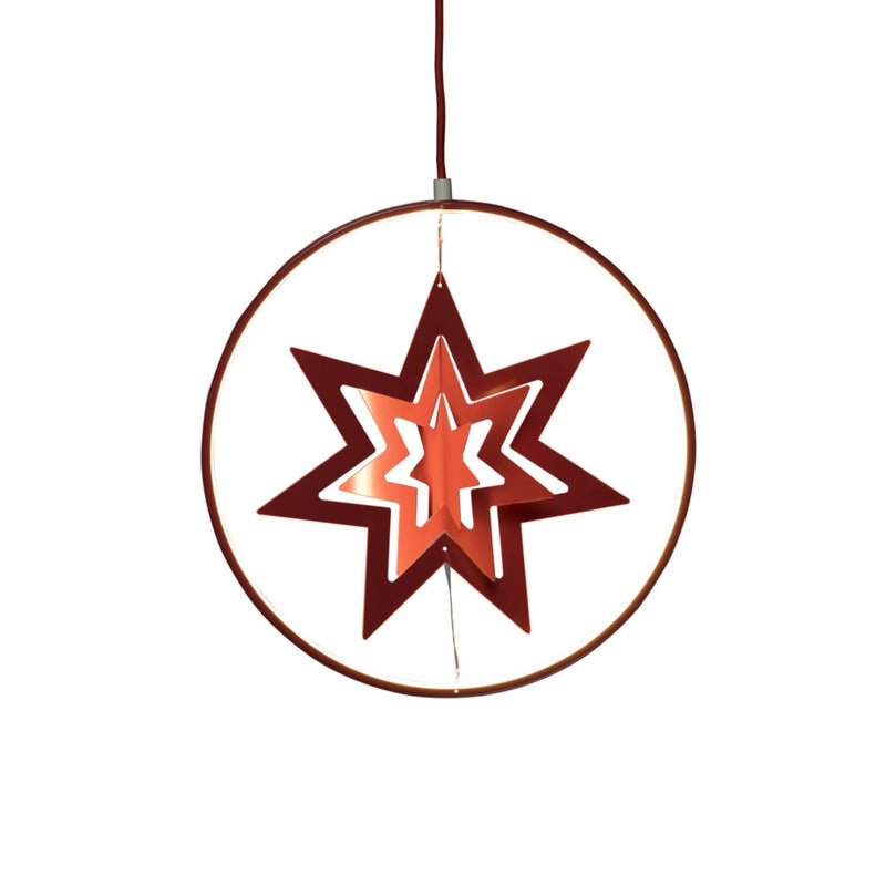 Red Hanging Metal Cut Out Stars with 132 Warm White LEDs