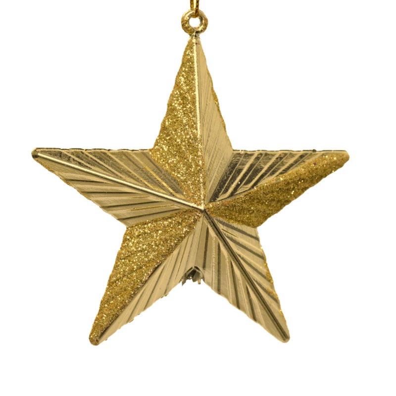 Pack of 10 Gold Glitter Shatterproof Christmas Tree Star Decoration