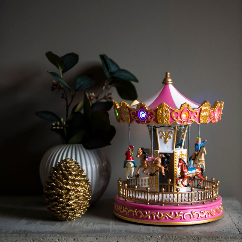 Animated Musical Lit Christmas Carousel
