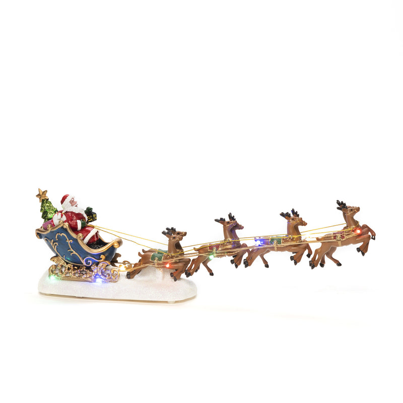 Fibre Optic Santa In Sledge With Reindeer