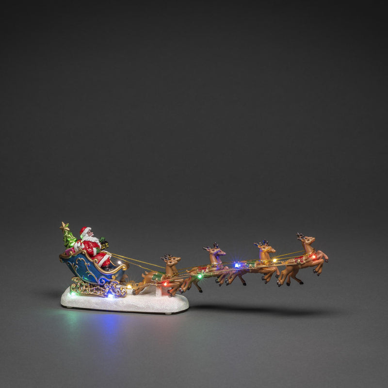 Fibre Optic Santa In Sledge With Reindeer