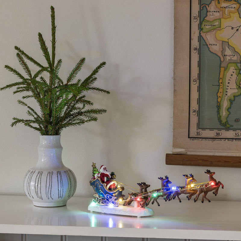 Fibre Optic Santa In Sledge With Reindeer