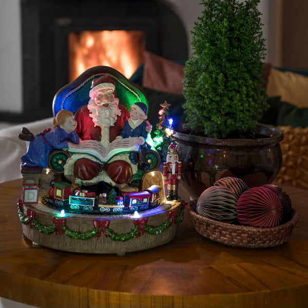 Fibre Optic Santa with Train Plays 8 Songs Christmas Scene