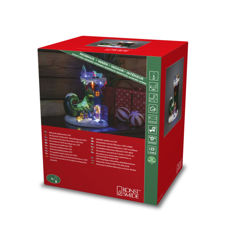 Festive Boot and Animated Rotating Children with Music Christmas Scene