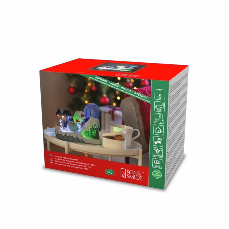 Festive Animated Ski Slope with Music Christmas Scene