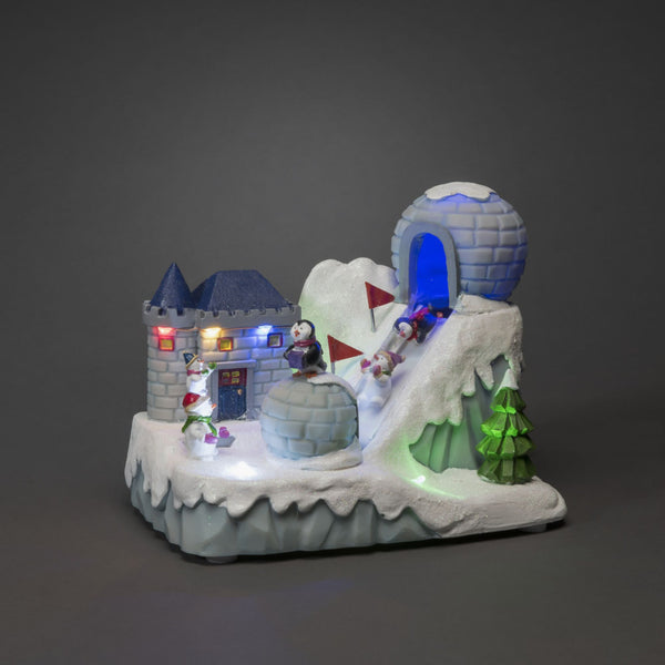 Festive Animated Ski Slope with Music Christmas Scene