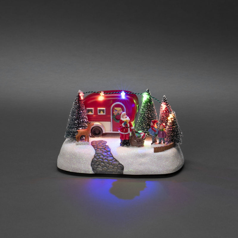 Festive Caravan Scene With Santa