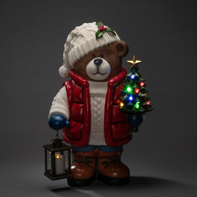 65cm Christmas Teddy Bear with LED Tree and Lantern Ornament