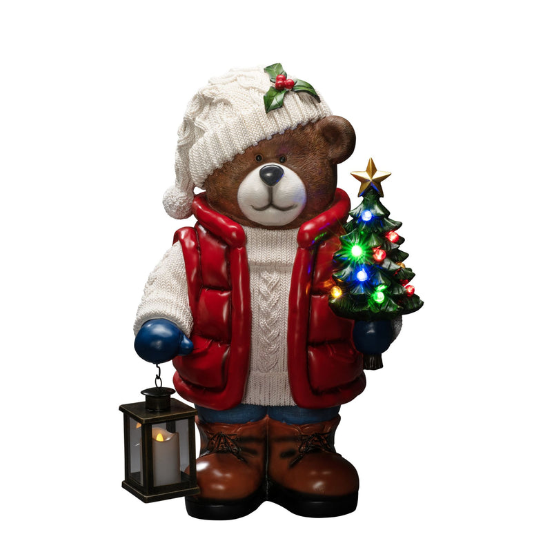 65cm Christmas Teddy Bear with LED Tree and Lantern Ornament