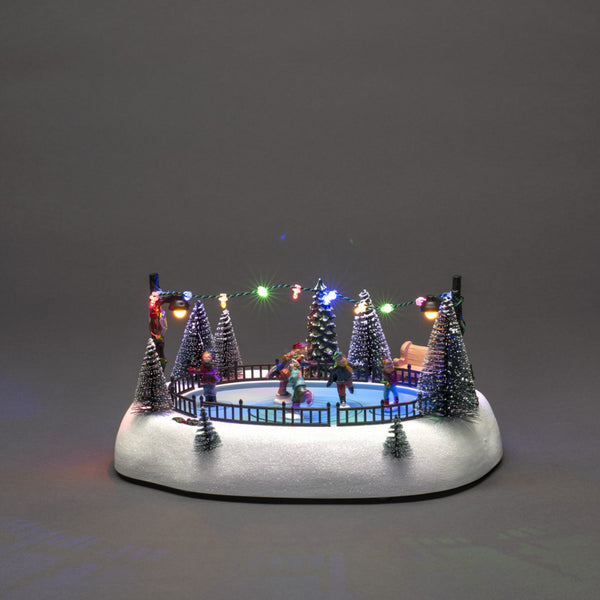 26cm Mechanical Ice Rink Festive LED Christmas Scene