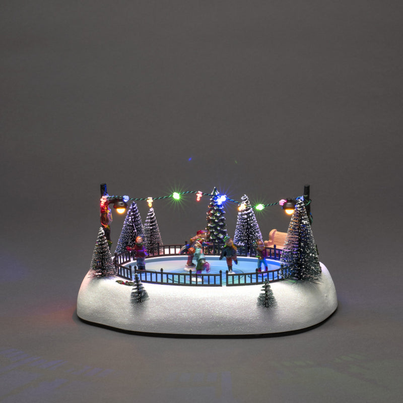 26cm Mechanical Ice Rink Festive LED Christmas Scene