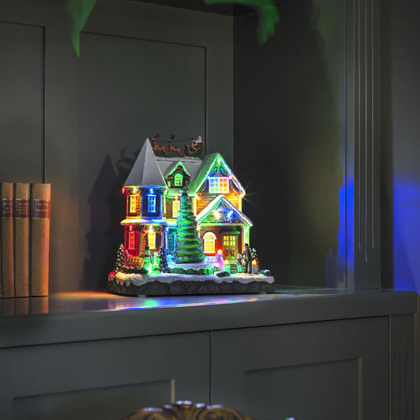 Animated House with Christmas Tree Display