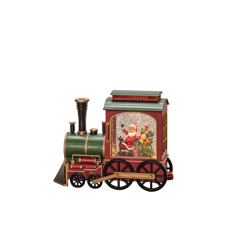 Santa in Traditional Red Christmas Train Magical Water Spinner