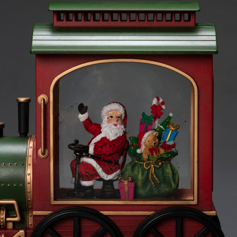 Santa in Traditional Red Christmas Train Magical Water Spinner