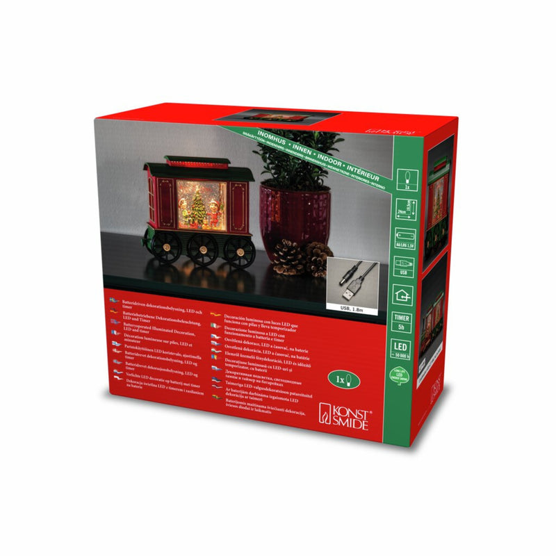 Elves in Carriage Traditional Red Christmas Train Magical Water Spinner