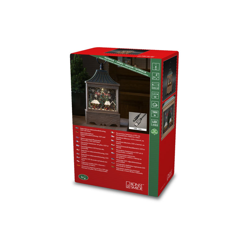 Christmas Market Wooden Effect Water Spinner Lantern