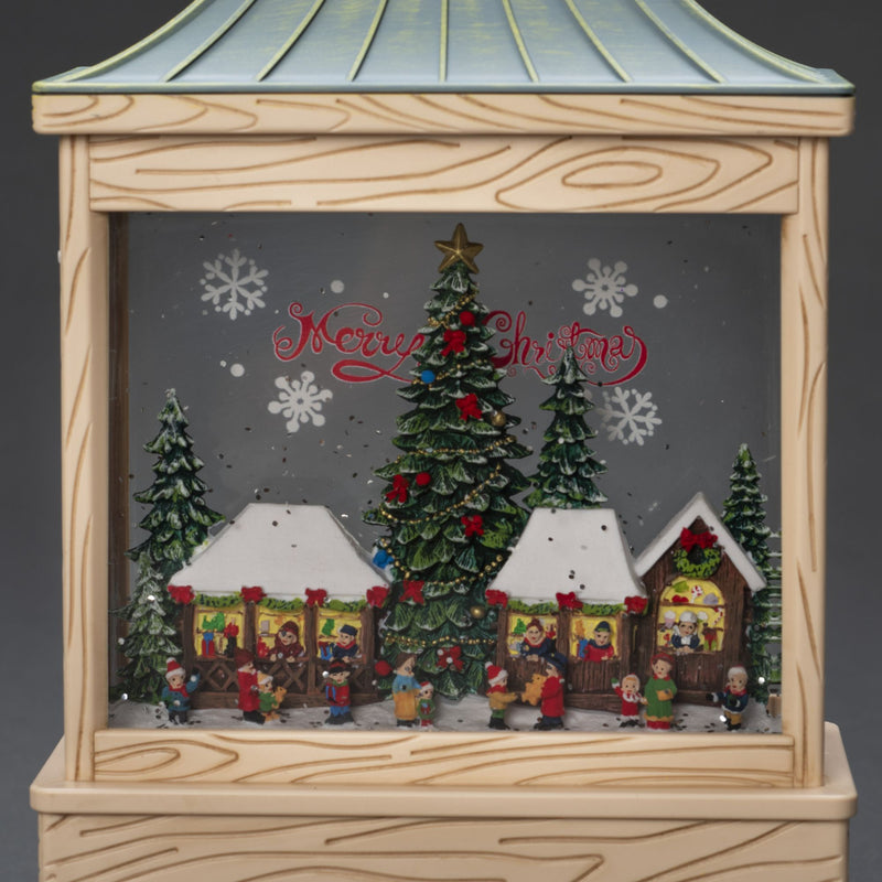 Christmas Market Wooden Effect Water Spinner Lantern