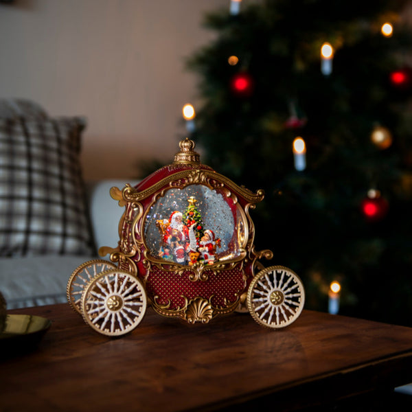 Santa in Royal Carriage Traditional Christmas Magical Water Spinner