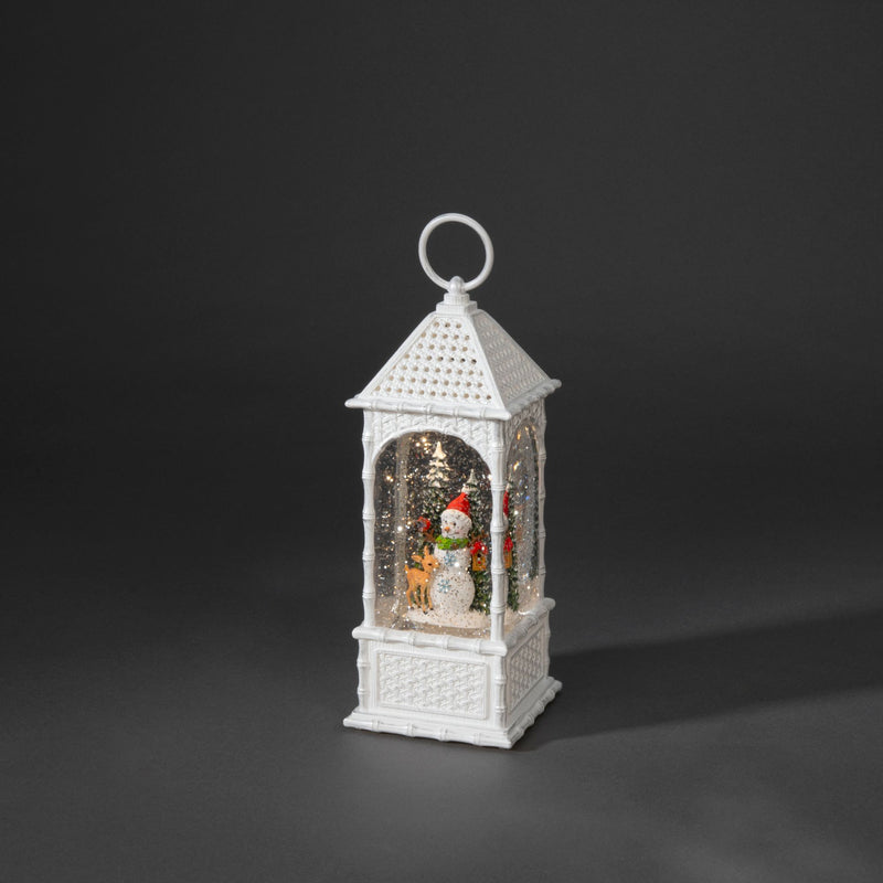 Snowman and Christmas Tree White Lantern Water Spinner