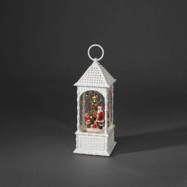 Santa and Christmas Tree White Lantern Water Spinner