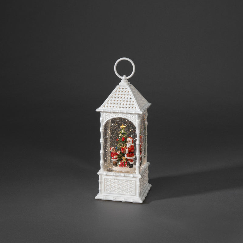 Santa and Christmas Tree White Lantern Water Spinner