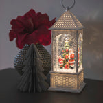 Santa and Christmas Tree White Lantern Water Spinner