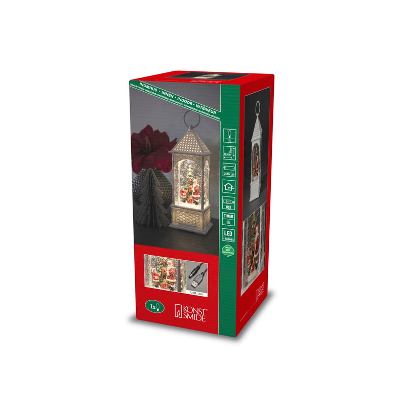 Santa and Christmas Tree White Lantern Water Spinner