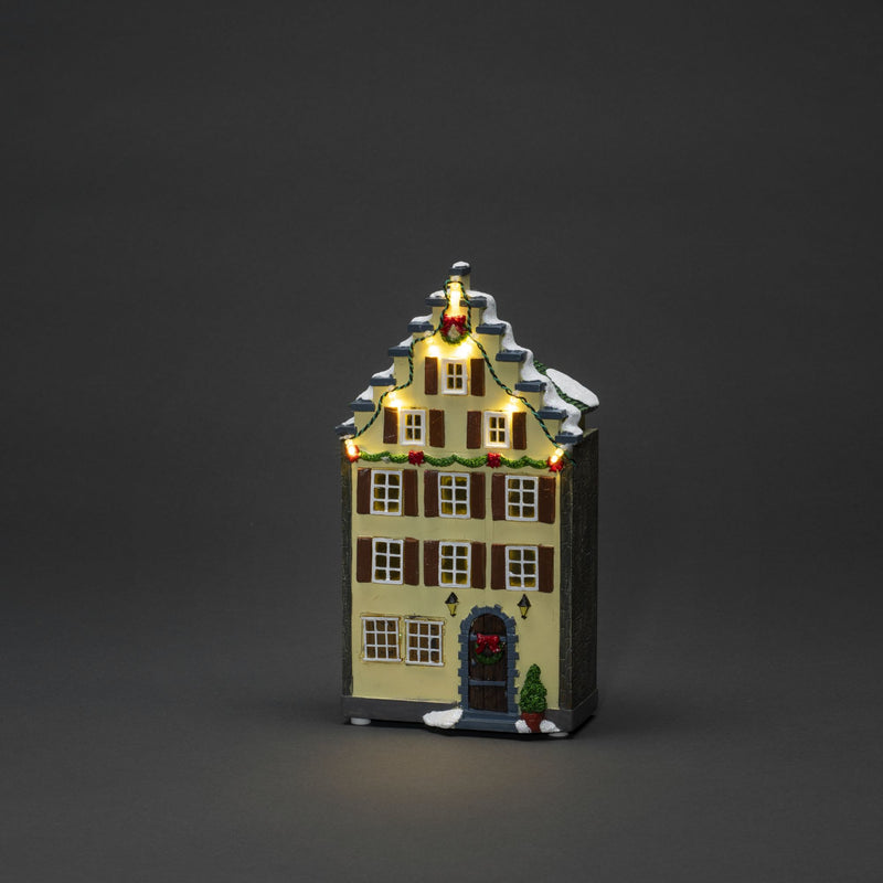 Set of Three Small Houses Lit with LED Lights