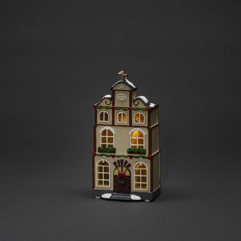 Set of Three Small Houses Lit with LED Lights