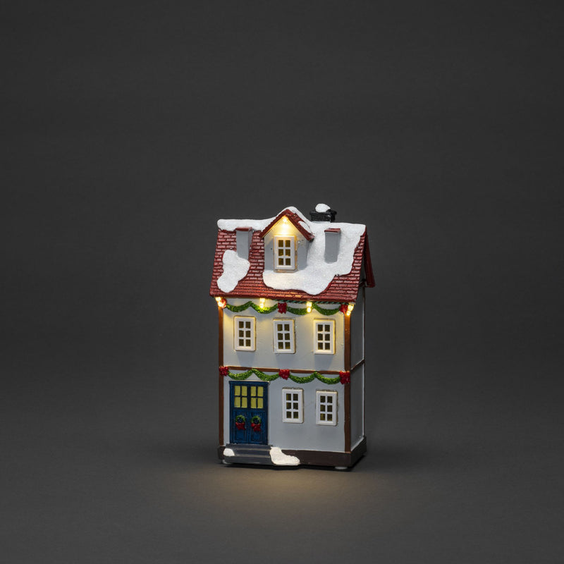 Set of Three Small Houses Lit with LED Lights