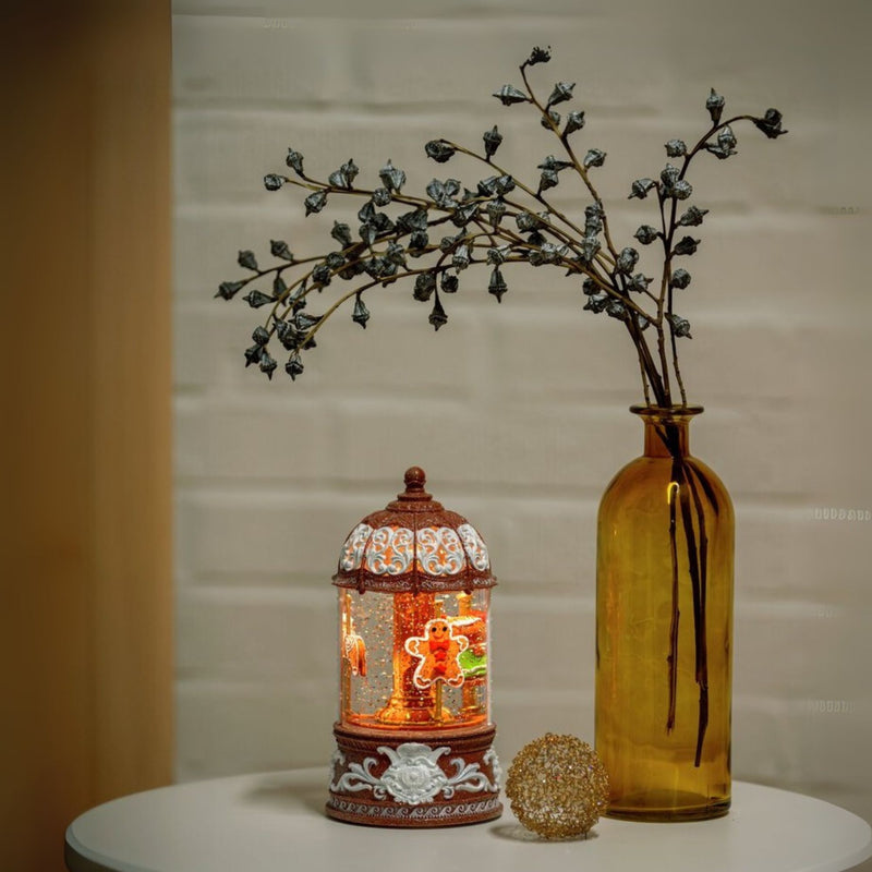 Gingerbread Carousel Christmas Magical Water Spinner