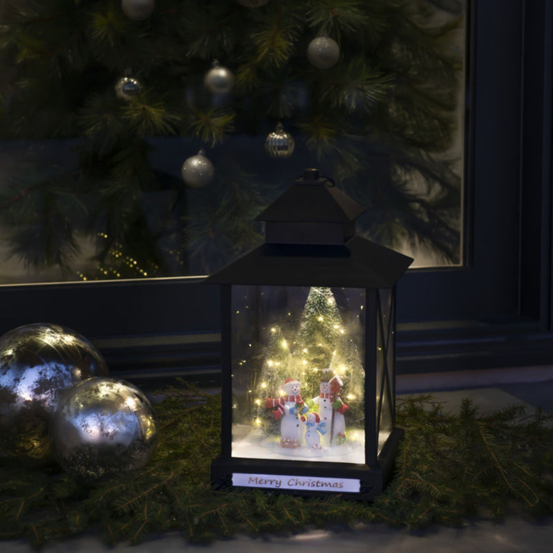 Festive Snowmen LED Lantern with Timer Function