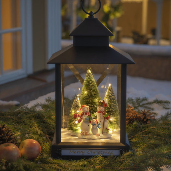Festive Snowmen LED Lantern with Timer Function