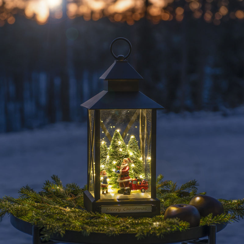 Christmas Lantern with Santa and Christmas Trees Display