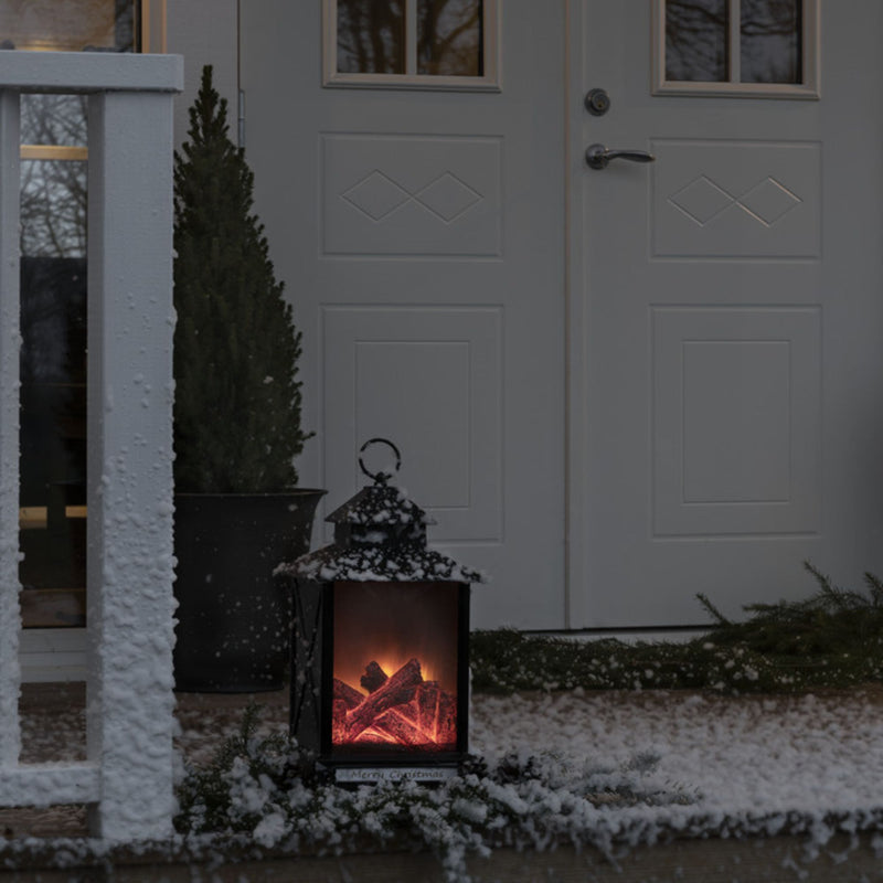 Dual Powered Realistic Looking Fireplace Lantern with Timer