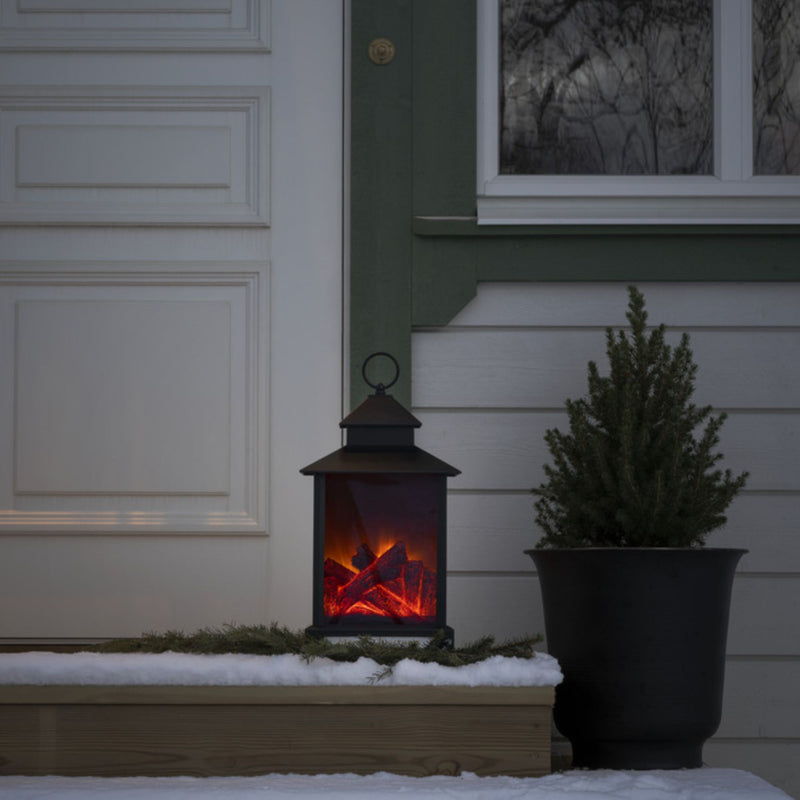Dual Powered Realistic Looking Fireplace Lantern with Timer