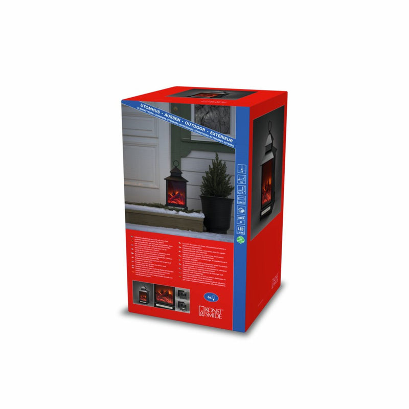 Dual Powered Realistic Looking Fireplace Lantern with Timer