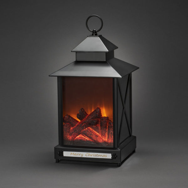Dual Powered Realistic Looking Fireplace Lantern with Timer