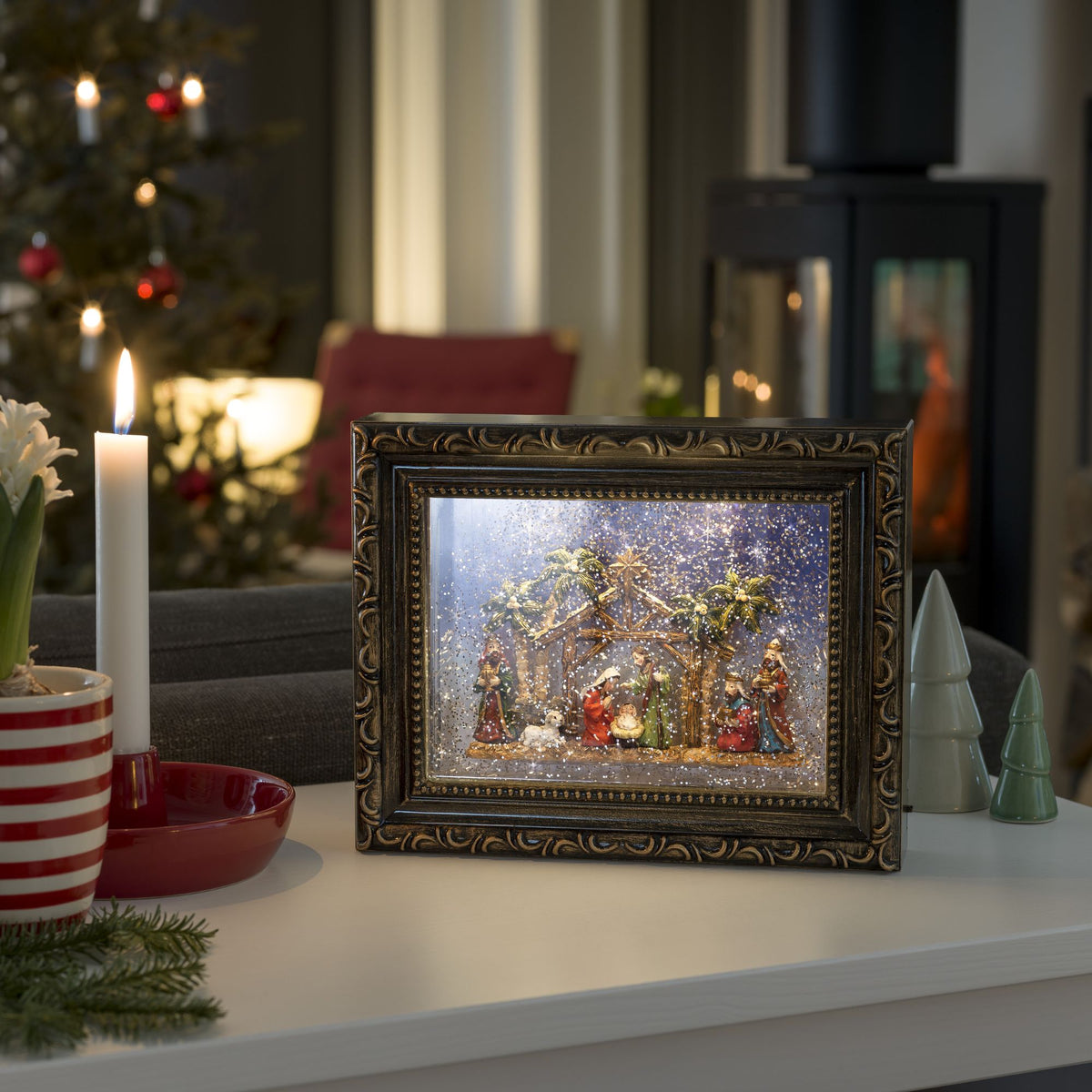 Christmas Nativity Photo Frame Water Spinner