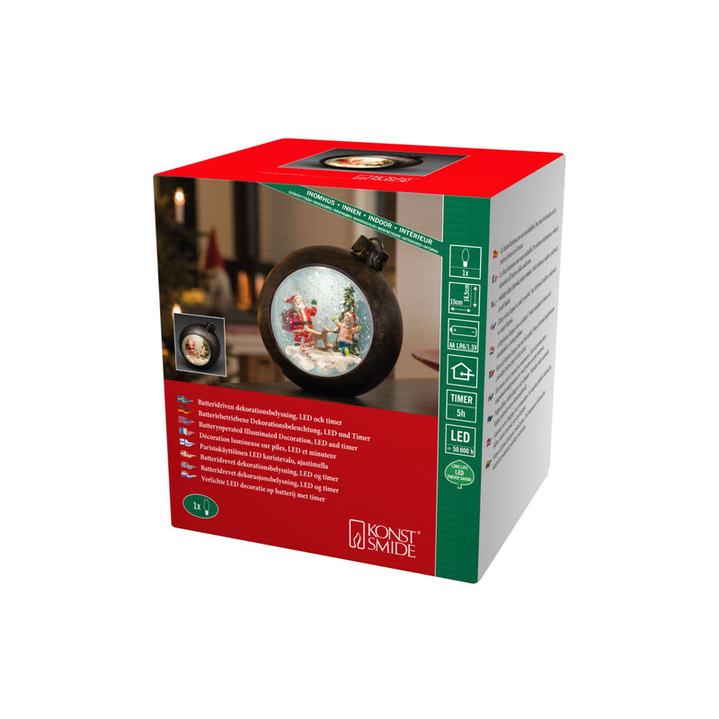 Festive Child Visiting Santa in Brown Bauble Water Spinner