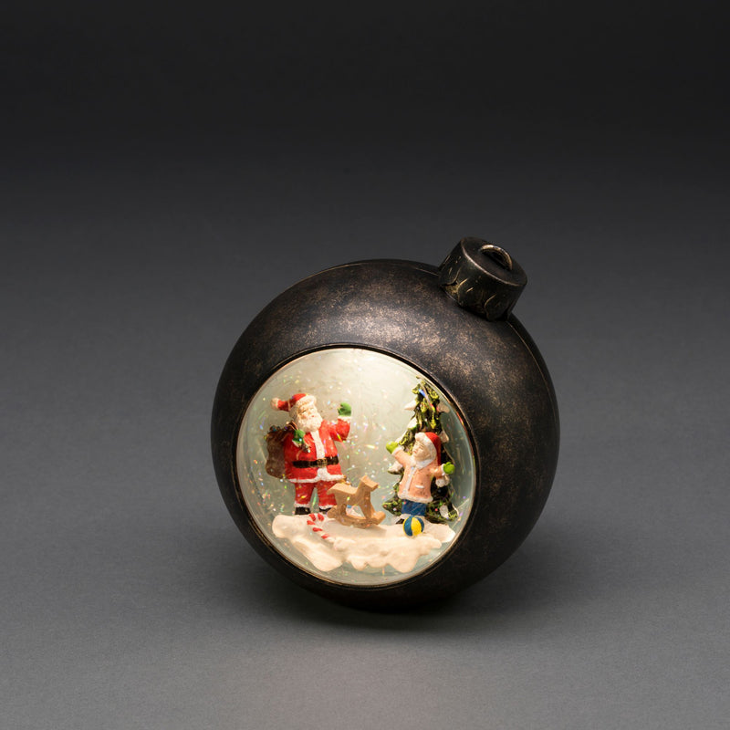 Festive Child Visiting Santa in Brown Bauble Water Spinner